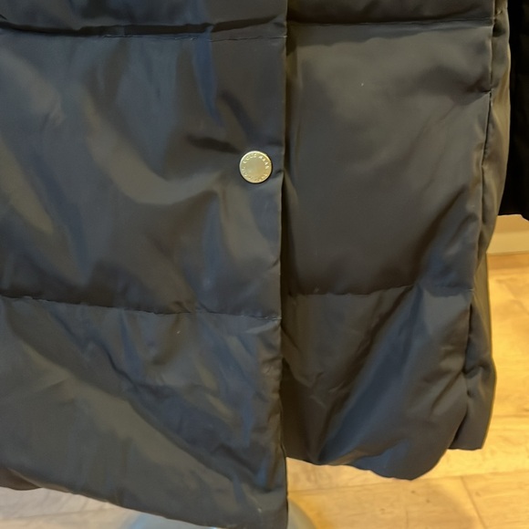 EUC Cole Haan down filled black high neck hooded collar zip & snap front close - Picture 5 of 15